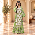 L/XL Naija Crystal Printed Cotton Long Dress Jalabiya – 57"