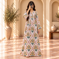 S/M Sparrow Crystal Printed Cotton Long Dress Jalabiya – 57