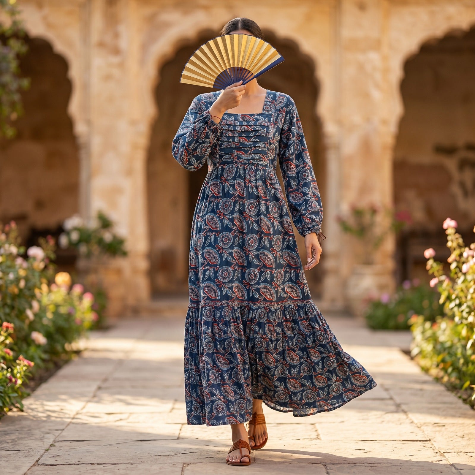 S/M Misba Printed Dress 57" Long Jalabiya