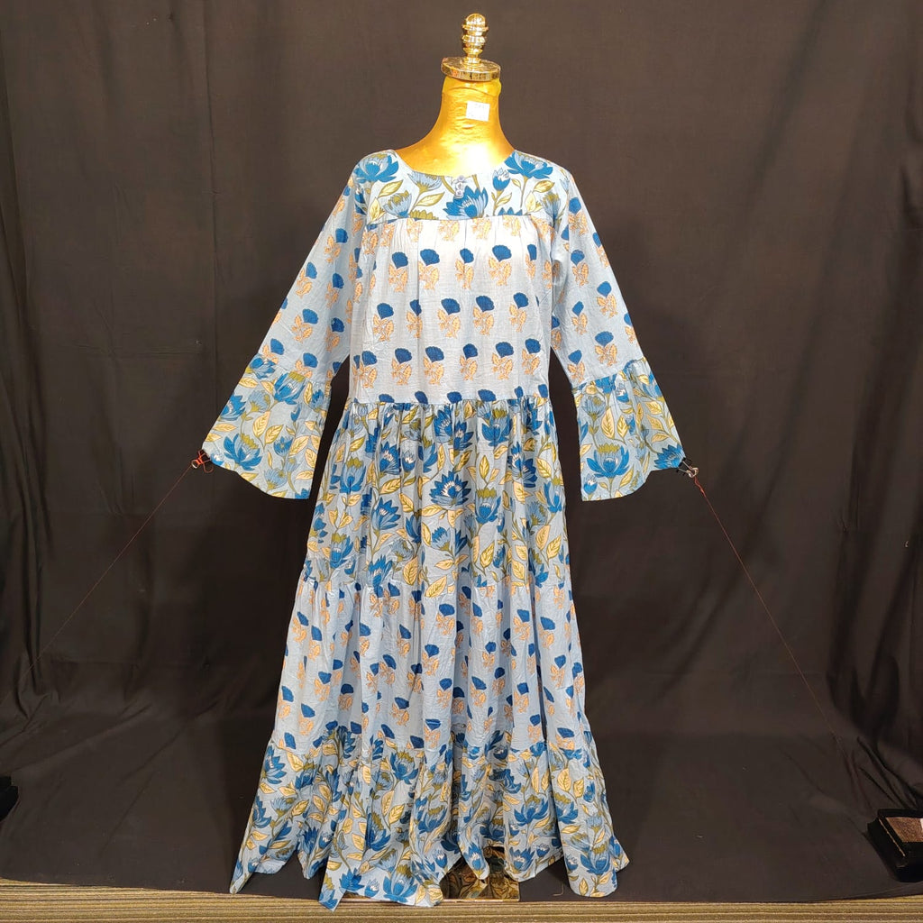 S-M Moon Printed Cotton Dress 57" Long Jalabiya
