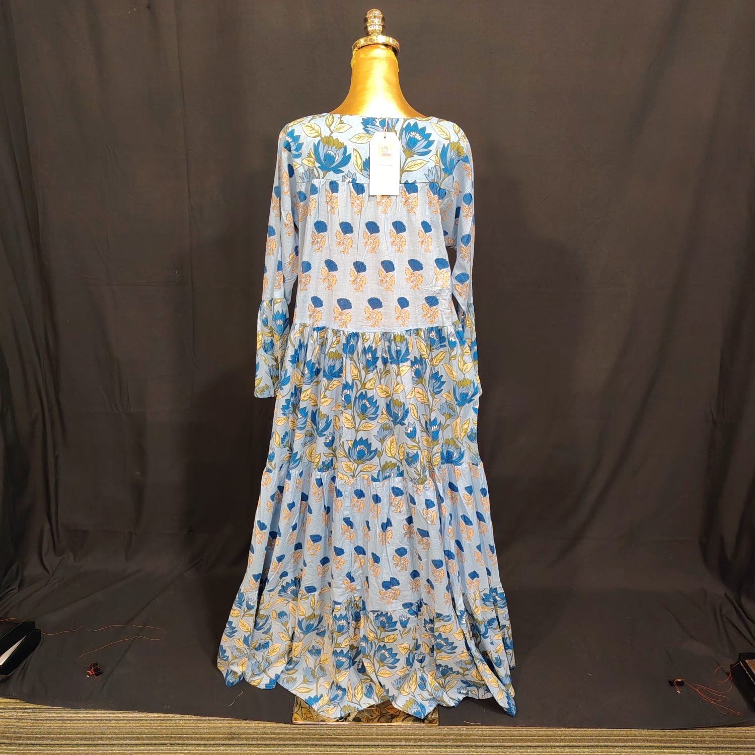S-M Moon Printed Cotton Dress 57" Long Jalabiya