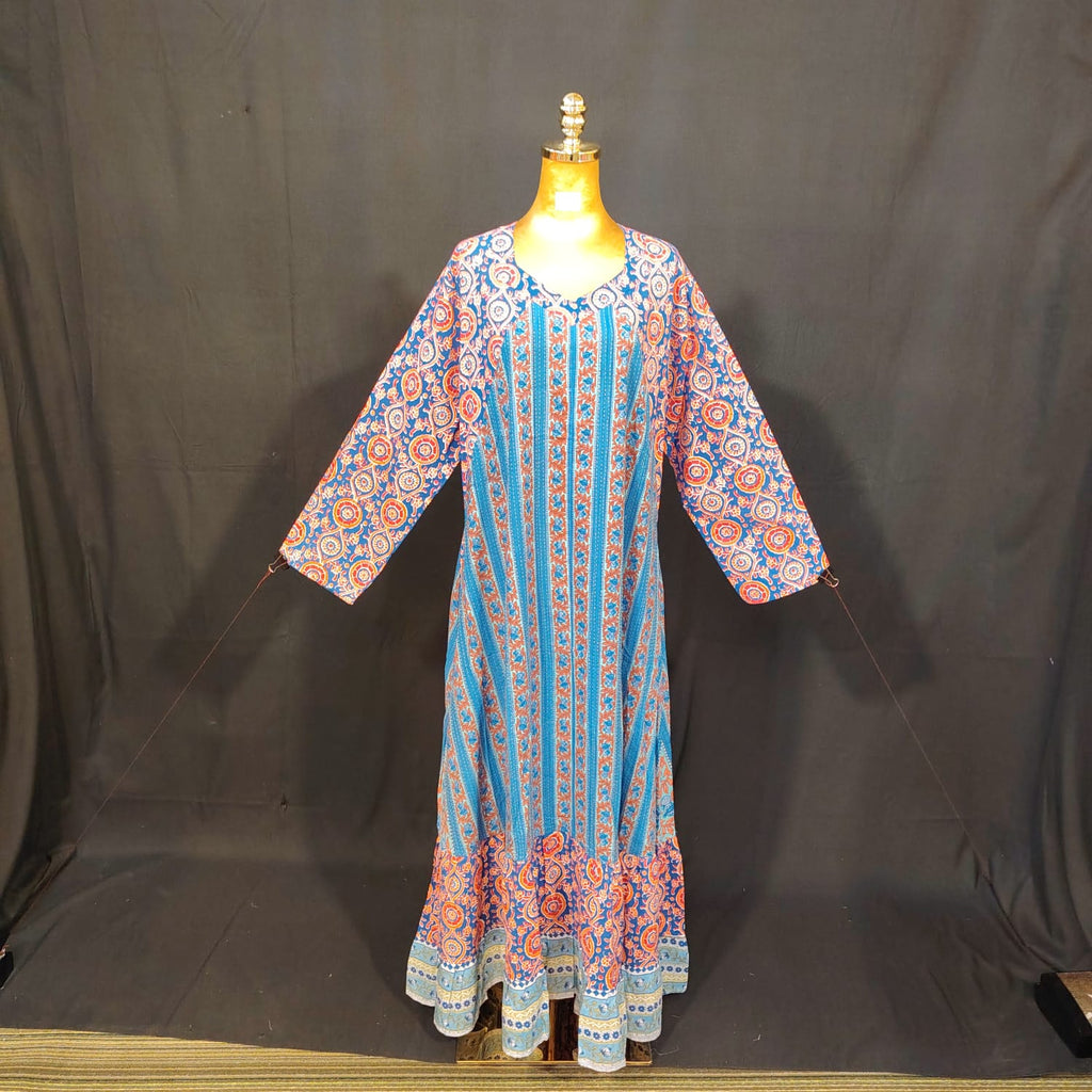 L-XL Naija Cotton Printed Dress 57" Long Jalabiya