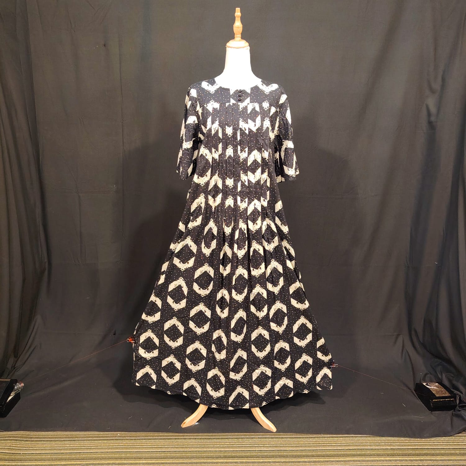 S-M Nahla Cotton Printed Dress 57" Long Jalabiya
