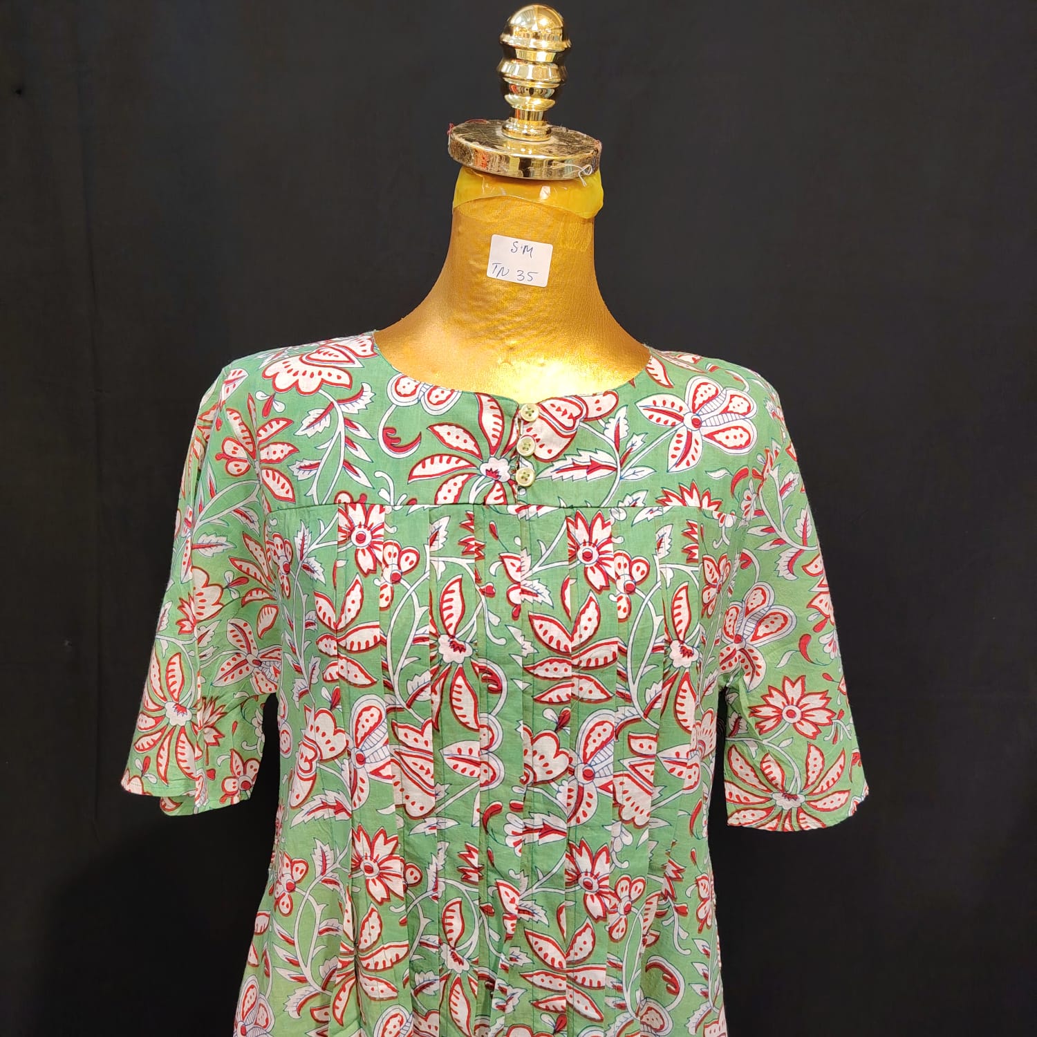 S-M Nahla Cotton Printed Dress 57" Long Jalabiya