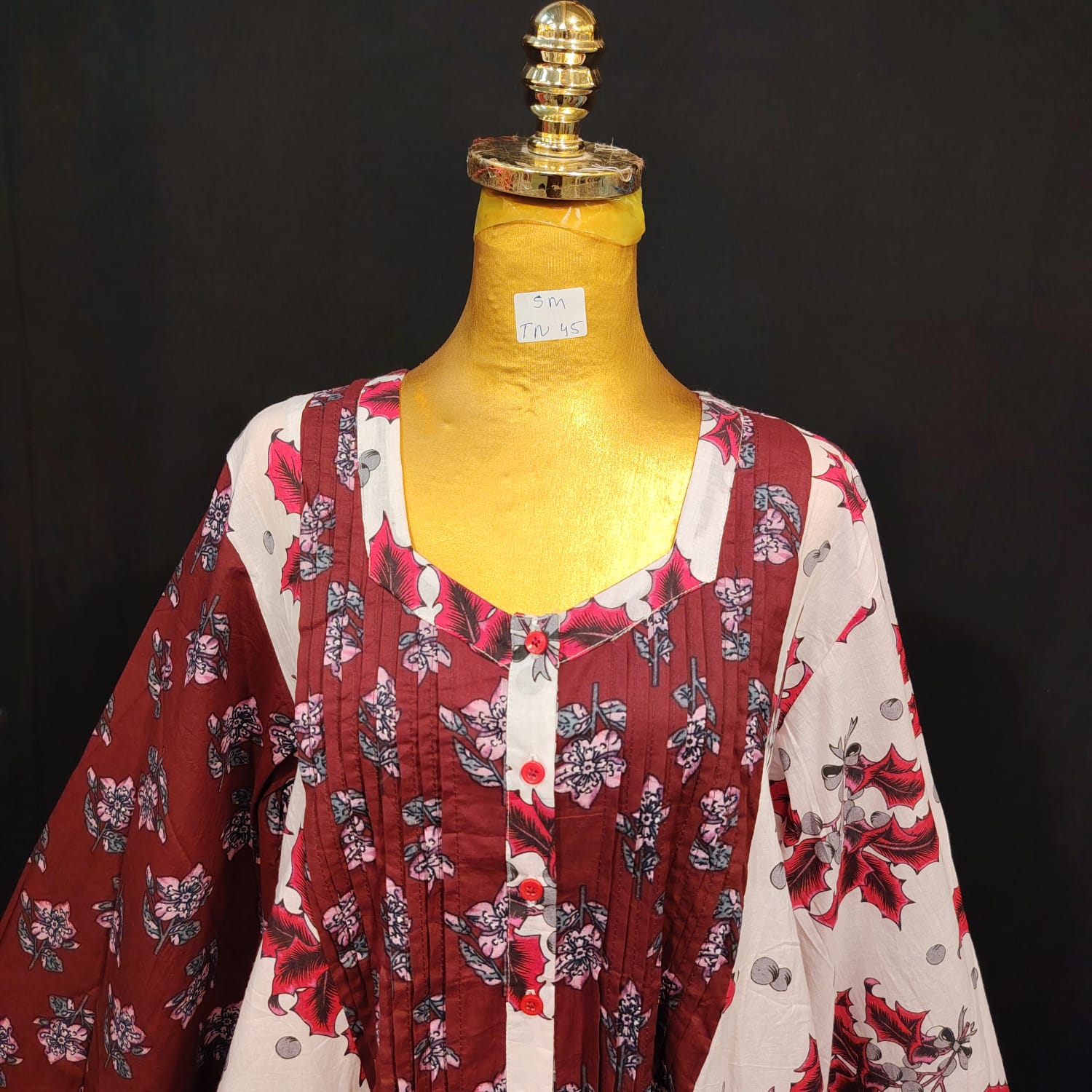 S-M Nura Cotton Printed Dress 57" Long Jalabiya