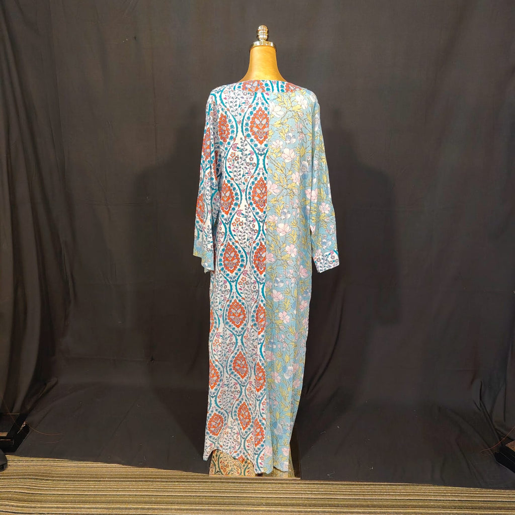L-XL Noorain Cotton Printed Dress 57" Long Jalabiya