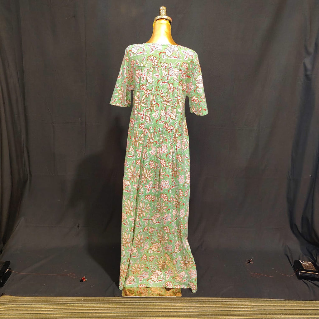 S-M Nahla Cotton Printed Dress 57" Long Jalabiya