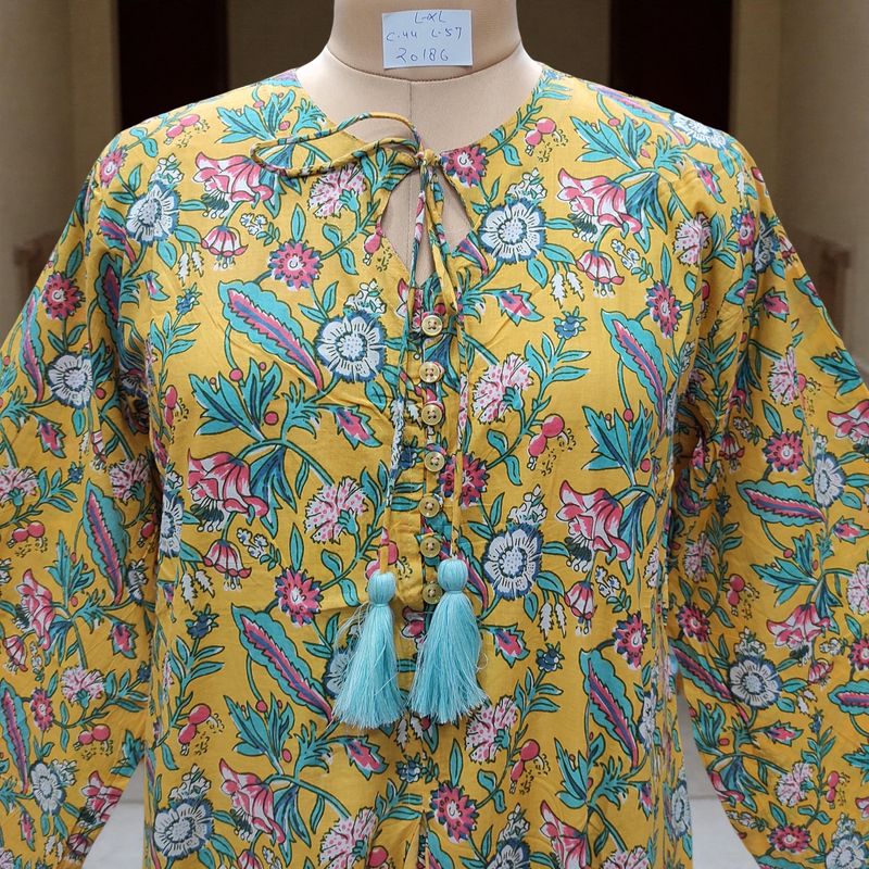 L/XL Nobila Printed Cotton Dress 57" Long Jalabiya