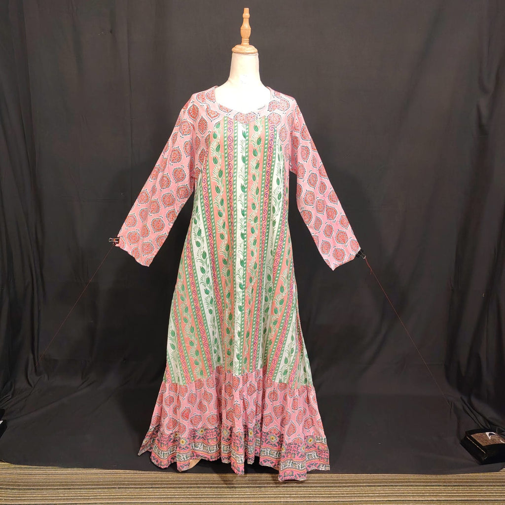 S-M Naija Printed Cotton Dress 57" Long Jalabiya