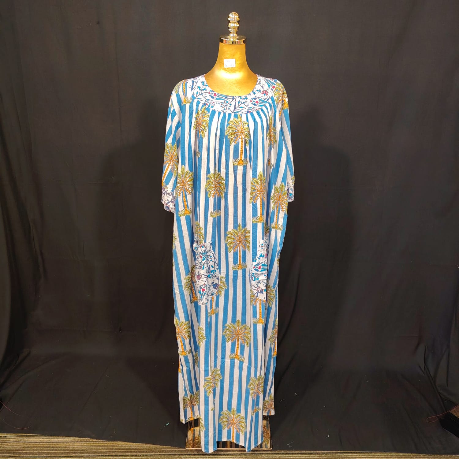 L-XL Nawaar Cotton Printed Dress 57" Long Jalabiya