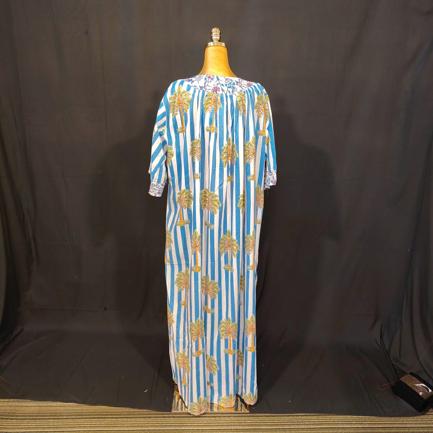 L-XL Nawaar Cotton Printed Dress 57" Long Jalabiya