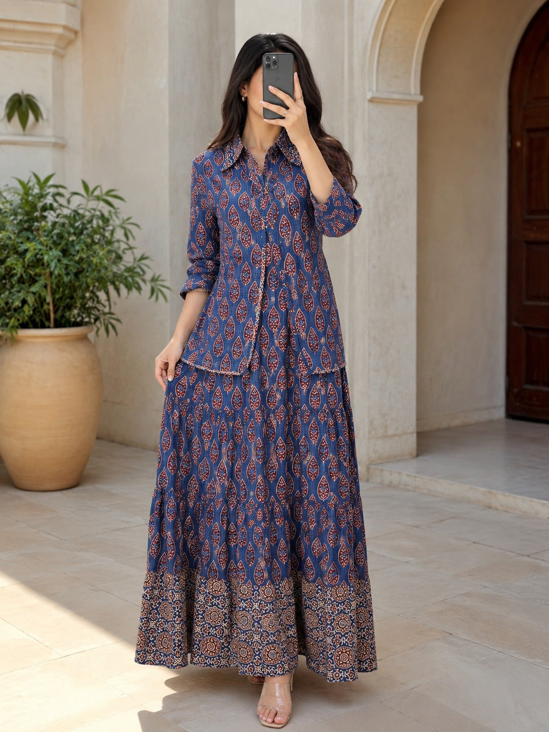 Jacket 100% Premium Indian Cotton Jalabiya – Women’s Long Dress With Jacket.