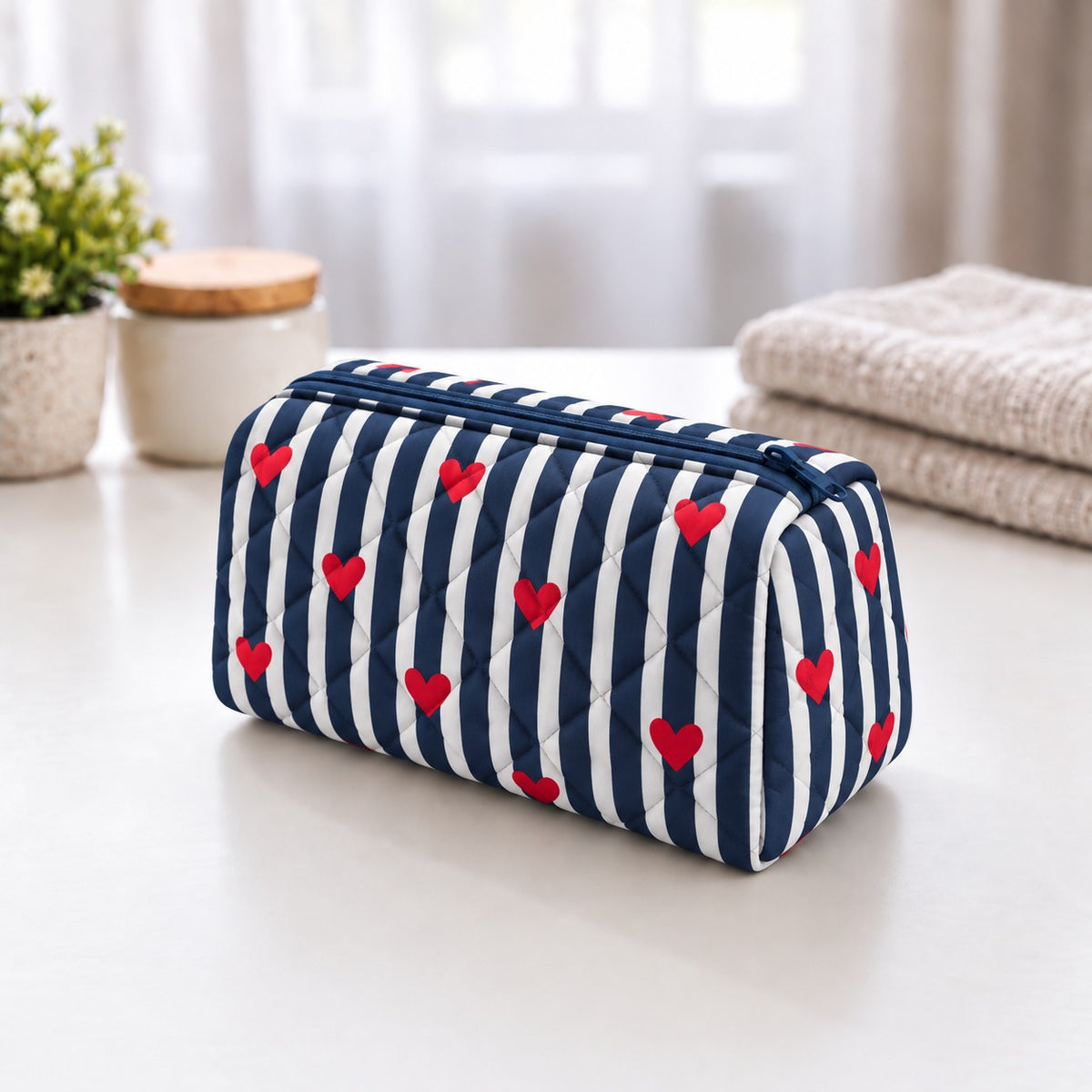 BG 2  Size Cotton Printed Cosmetic Bag With Zipper