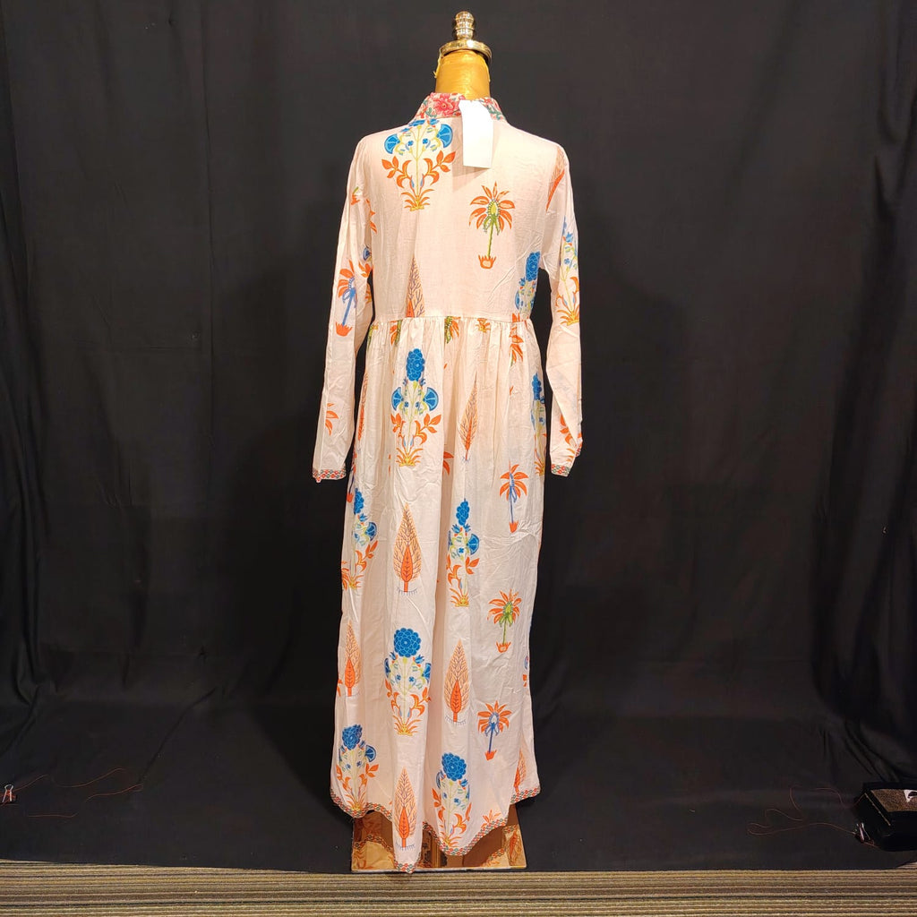 S-M Nida Printed Cotton Dress 57" Long Jalabiya