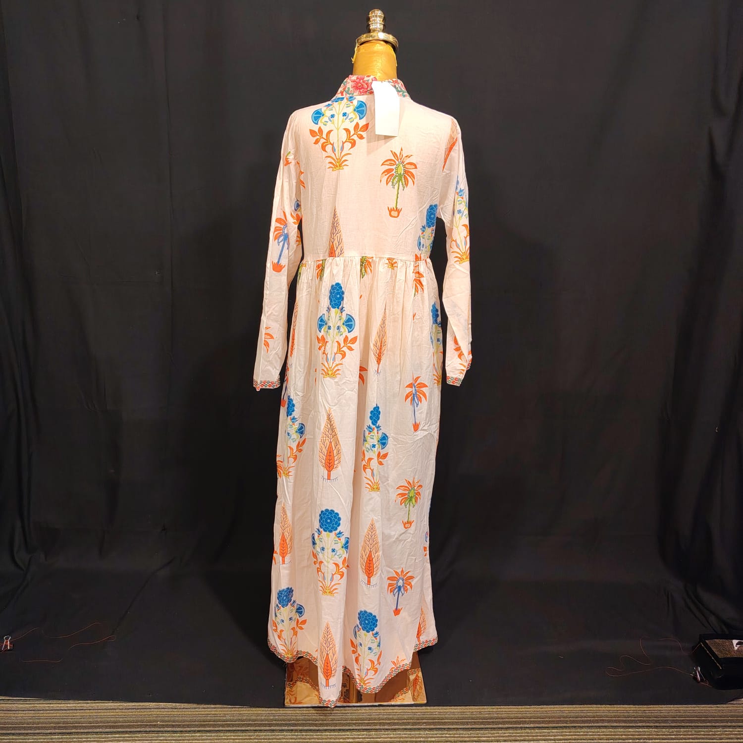 S-M Nida Printed Cotton Dress 57" Long Jalabiya