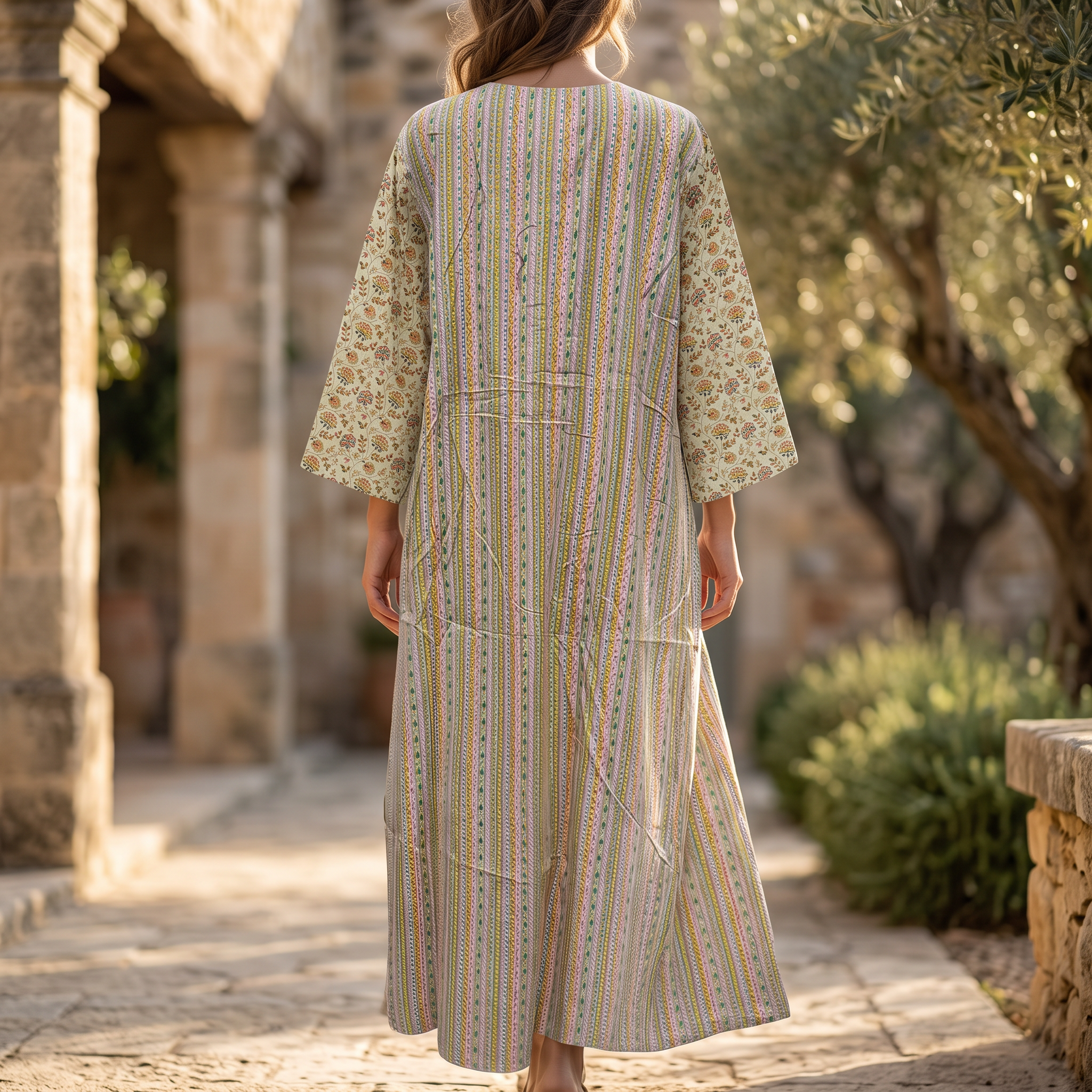 S/M Nobila Printed Cotton Dress 57" Long Jalabiya