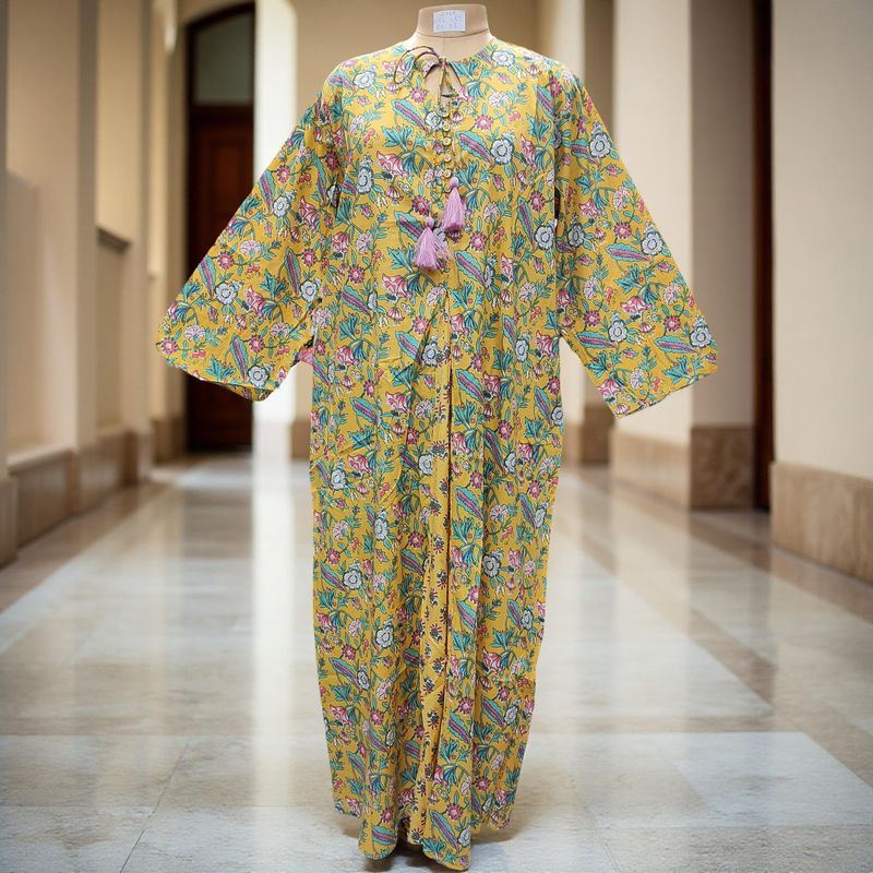 S/M Nobila Printed Cotton Dress 57" Long Jalabiya