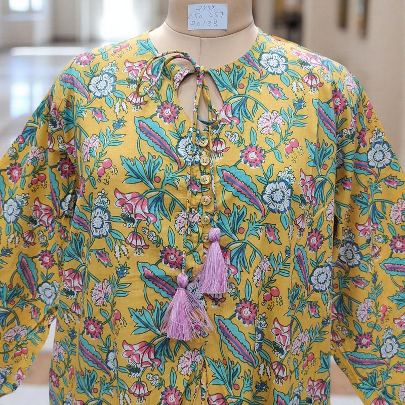 S/M Nobila Printed Cotton Dress 57" Long Jalabiya