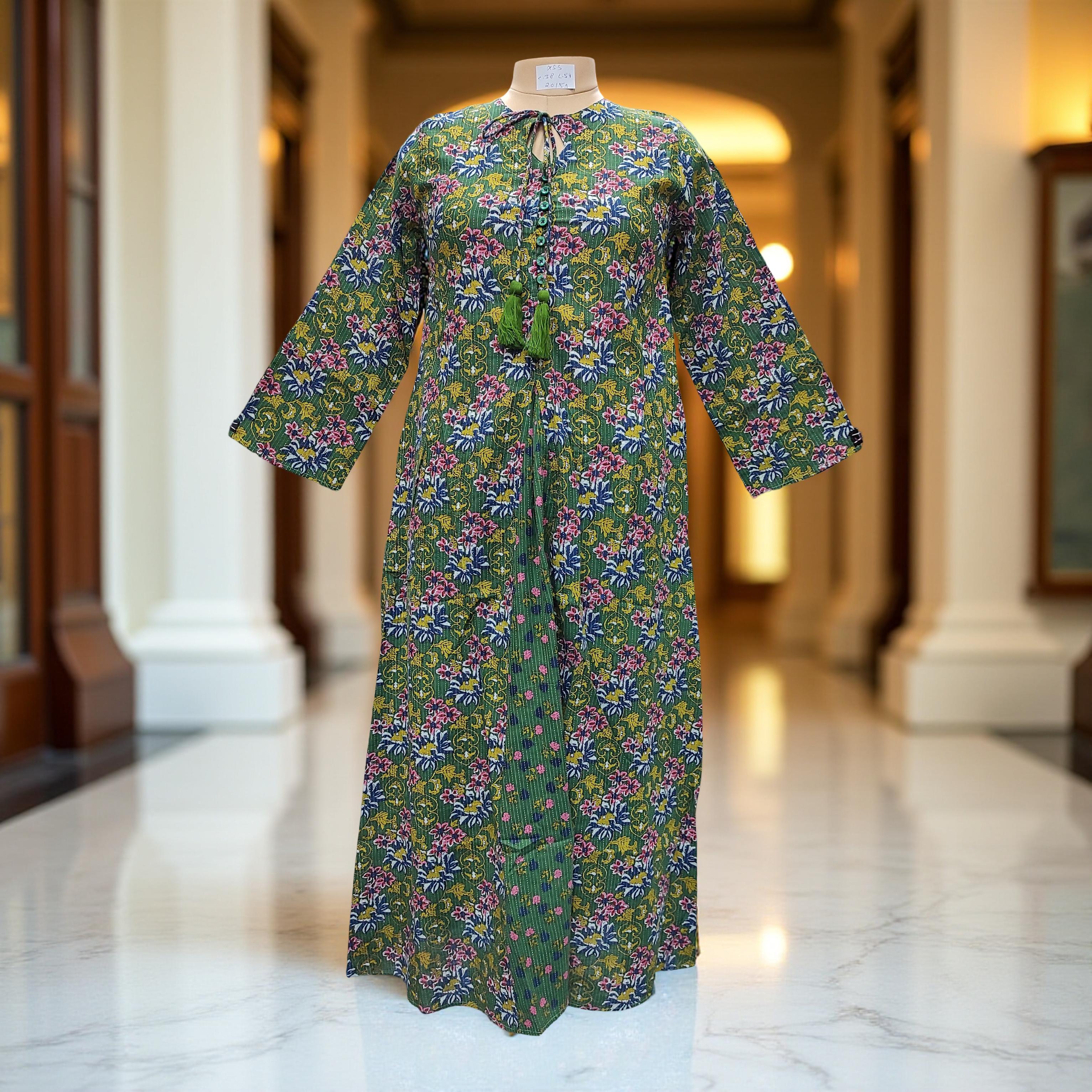 XS/S Nobila Printed Cotton Dress 54" Long Jalabiya