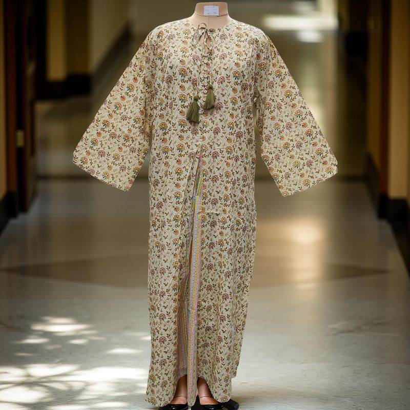 S/M Nobila Printed Cotton Dress 57" Long Jalabiya