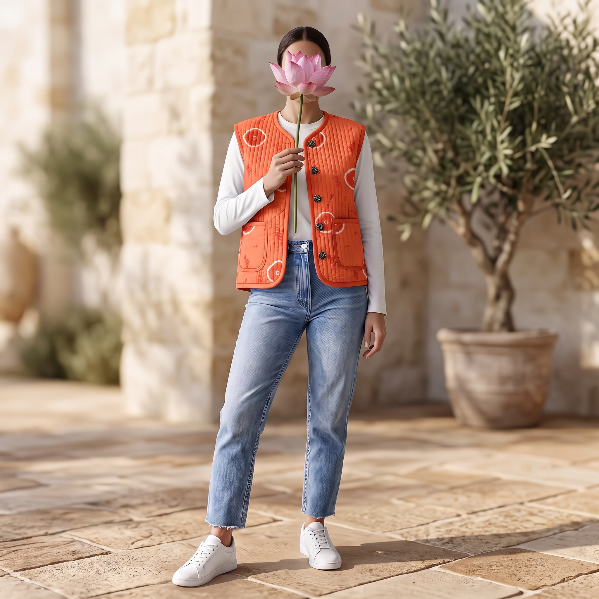 Premium Hand Printed Cotton Sleeveless Short Jacket for Women