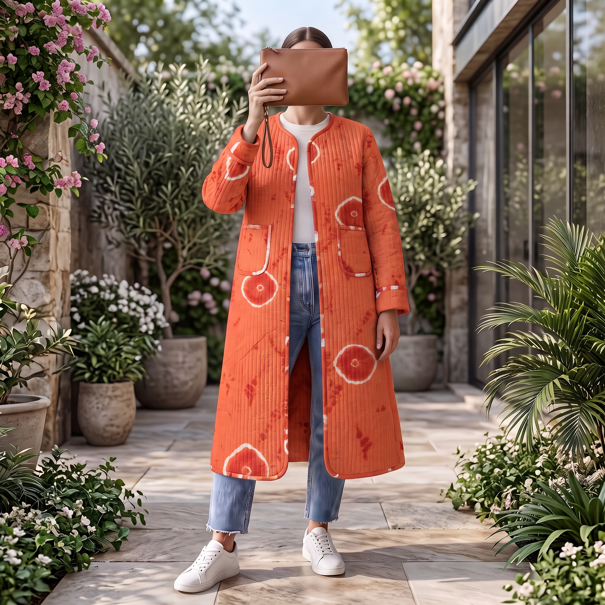 Premium Hand Printed Cotton Long Jacket for Women