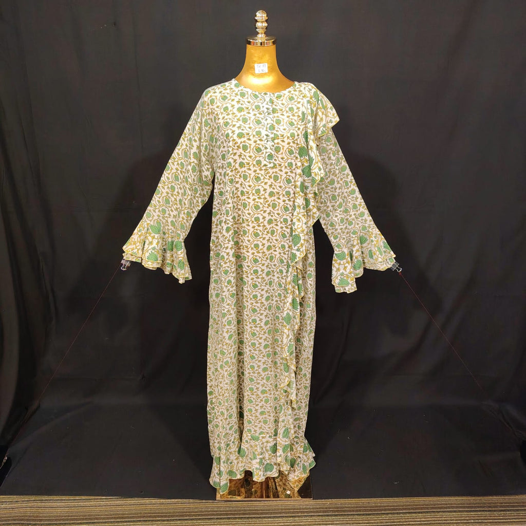 L-XL Princess Cotton Printed Dress 57" Long Jalabiya