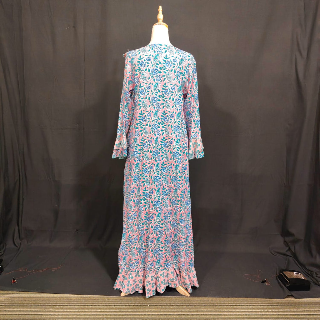 S-M Princess Printed Cotton Dress 57" Long Jalabiya