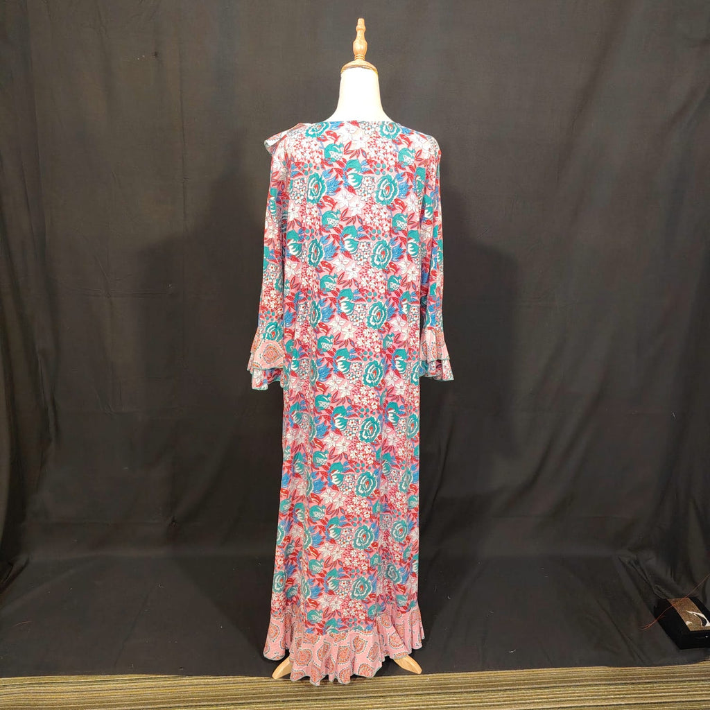 L-XL Princess Cotton Printed Dress 57" Long Jalabiya