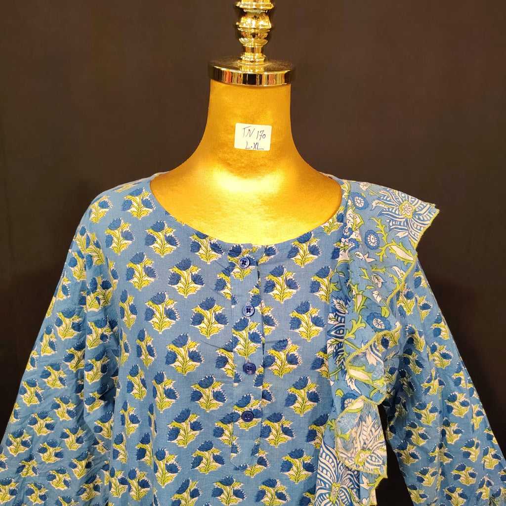 L-XL Princess Cotton Printed Dress 57" Long Jalabiya