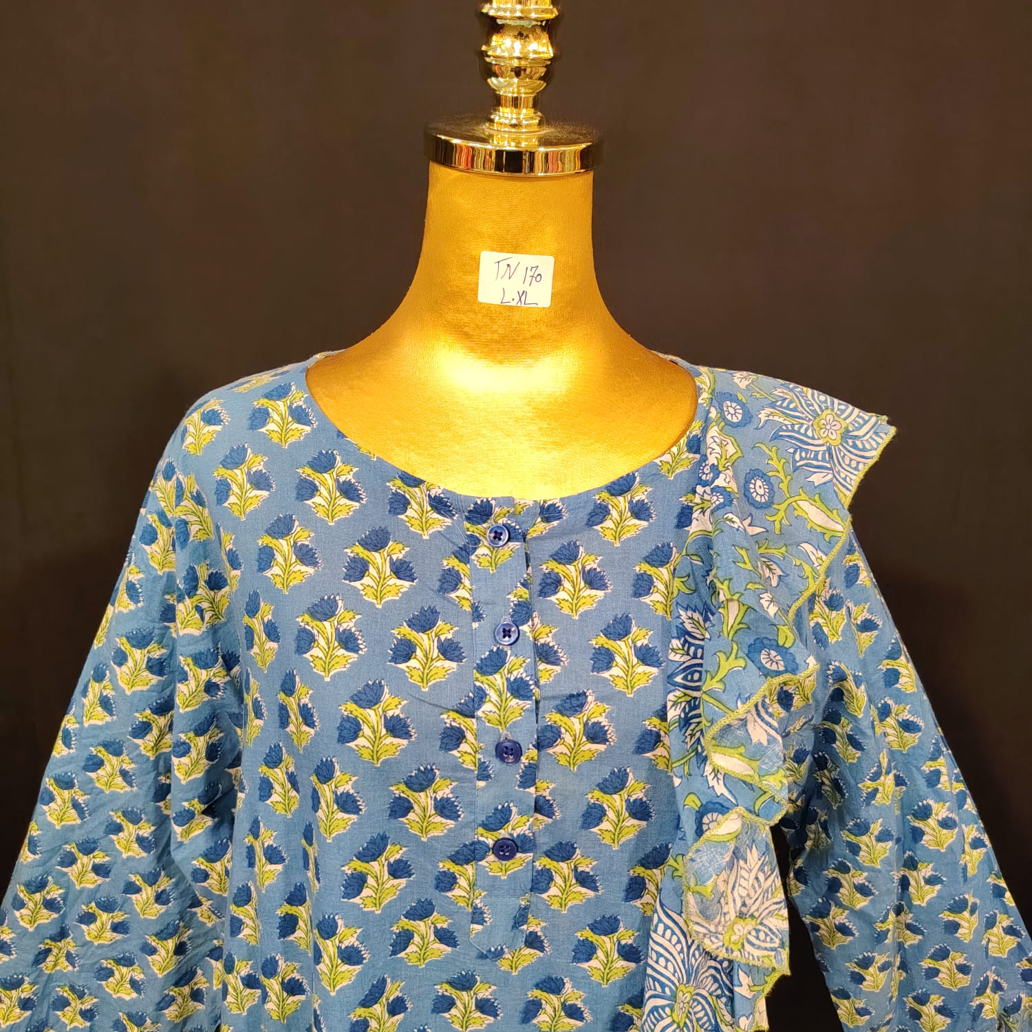 L-XL Princess Cotton Printed Dress 57" Long Jalabiya