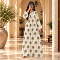S/M Sparrow Crystal Printed Cotton Long Dress Jalabiya – 57