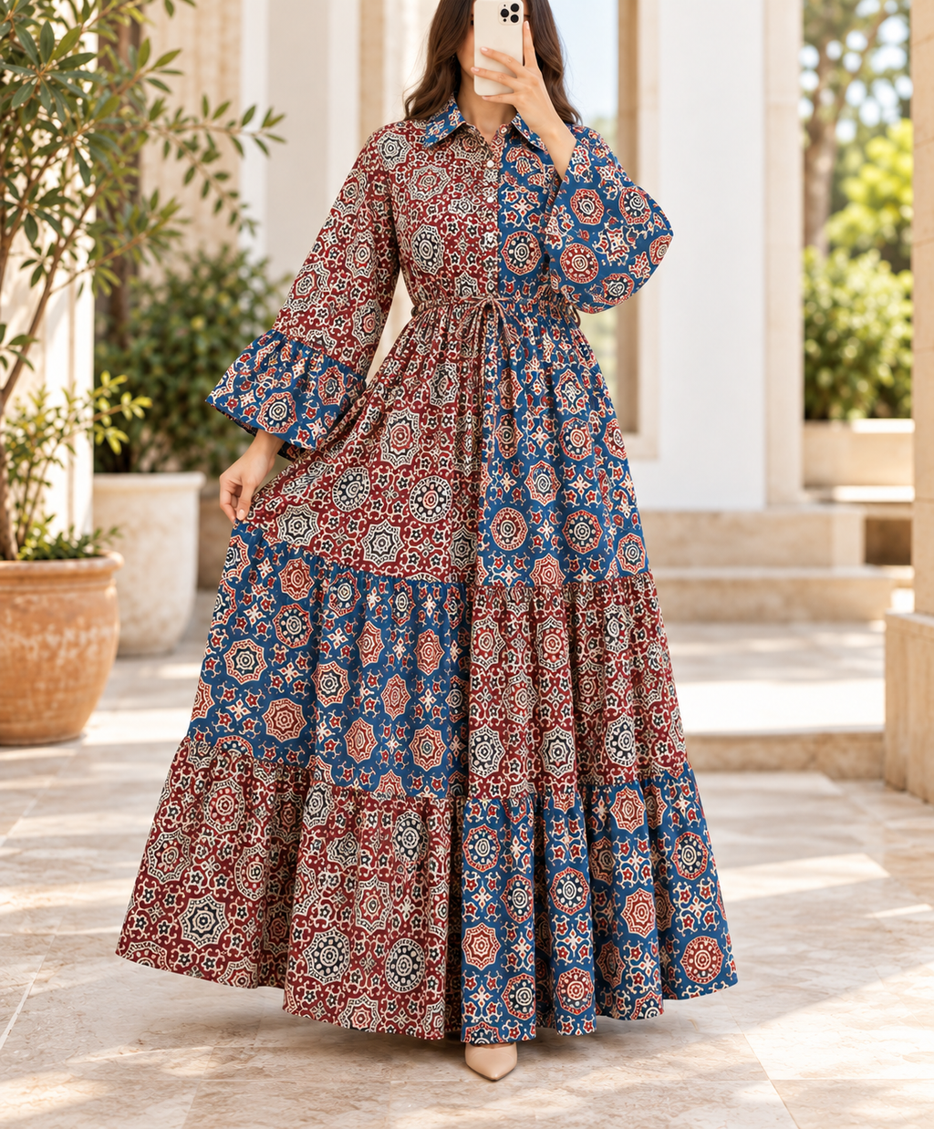 Fatima 100% Premium Indian Cotton Jalabiya – Women’s Long Dress.