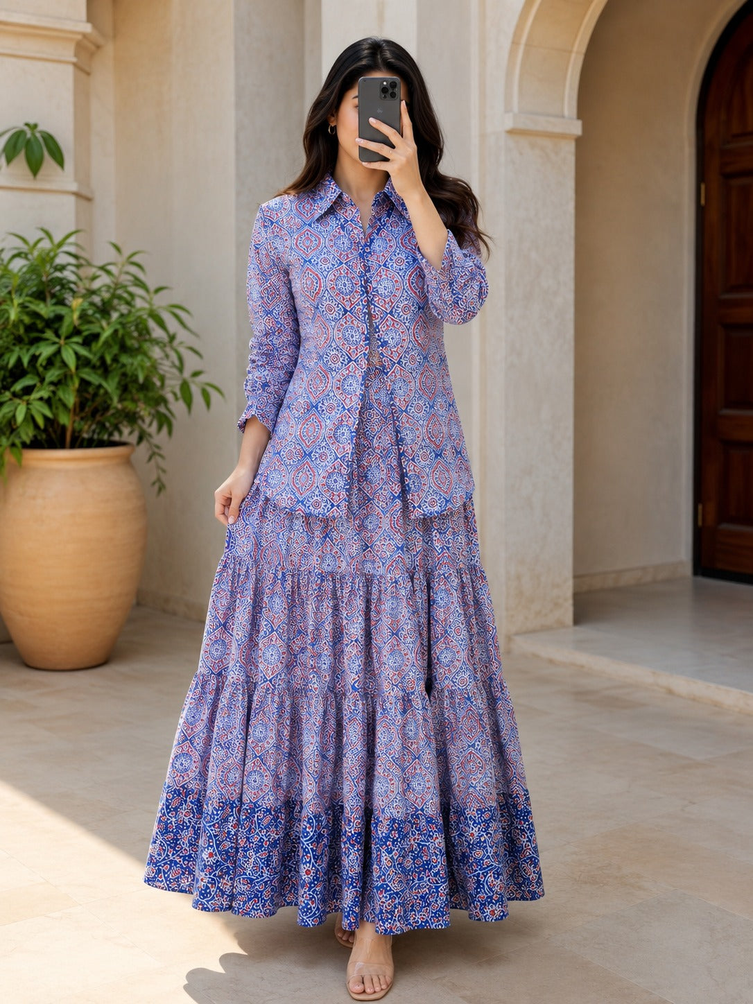 Jacket 100% Premium Indian Cotton Jalabiya – Women’s Long Dress With Jacket.