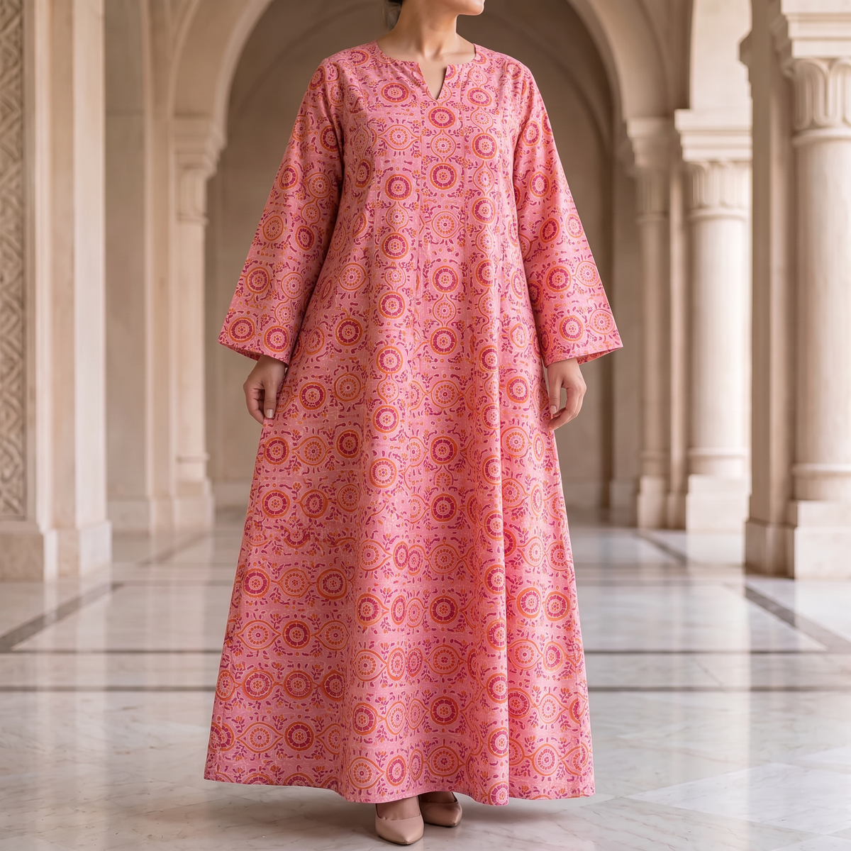 Areeba 100% Premium Indian Cotton Jalabiya – Women’s Long Dress.