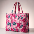 Cotton Printed Tote Bag With Zipper