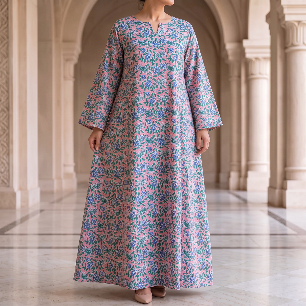 Areeba 100% Premium Indian Cotton Jalabiya – Women’s Long Dress.