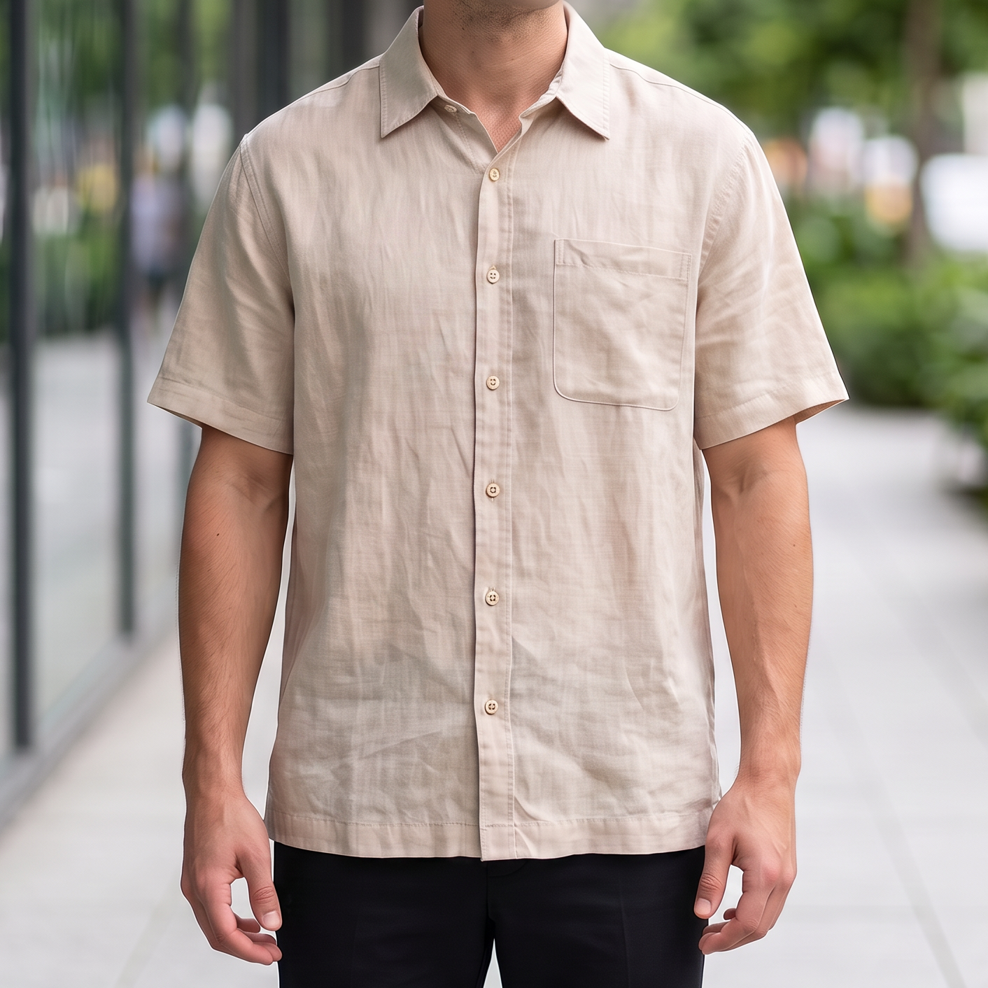 Size L Luxury Linen Short Sleeve Shirt