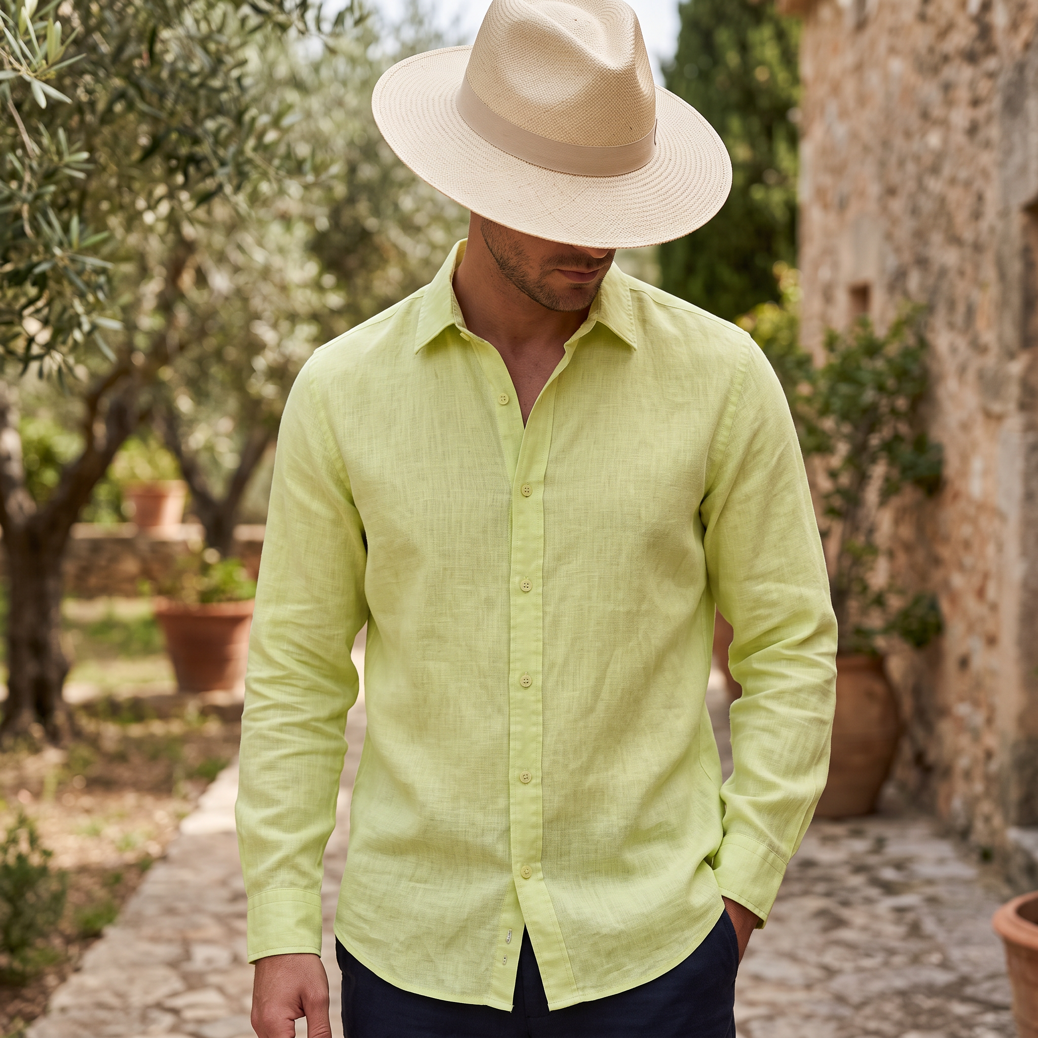 S Size Luxury Linen Long Sleeve Shirt