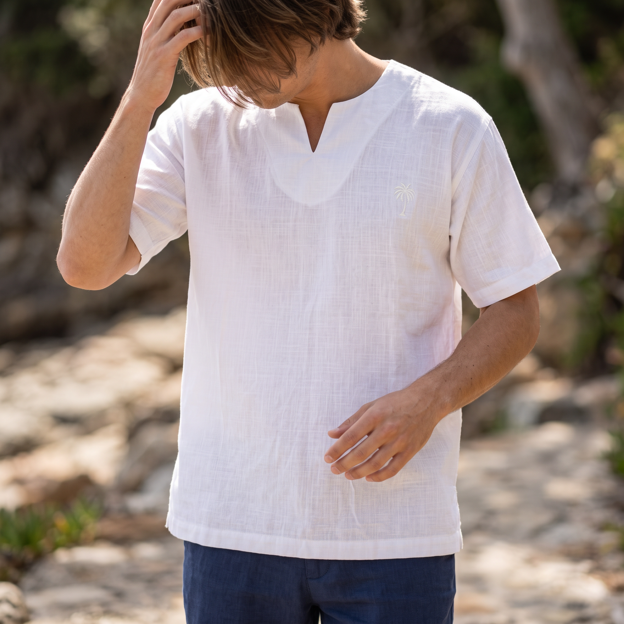 L Size Luxury Linen Short Sleeve Kurta