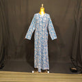 S-M Qifa Printed Cotton Dress 57" Long Jalabiya