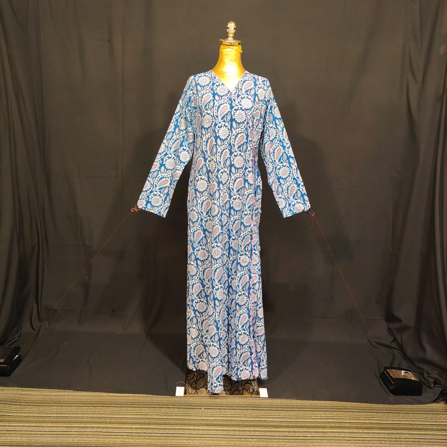 S-M Qifa Printed Cotton Dress 57" Long Jalabiya