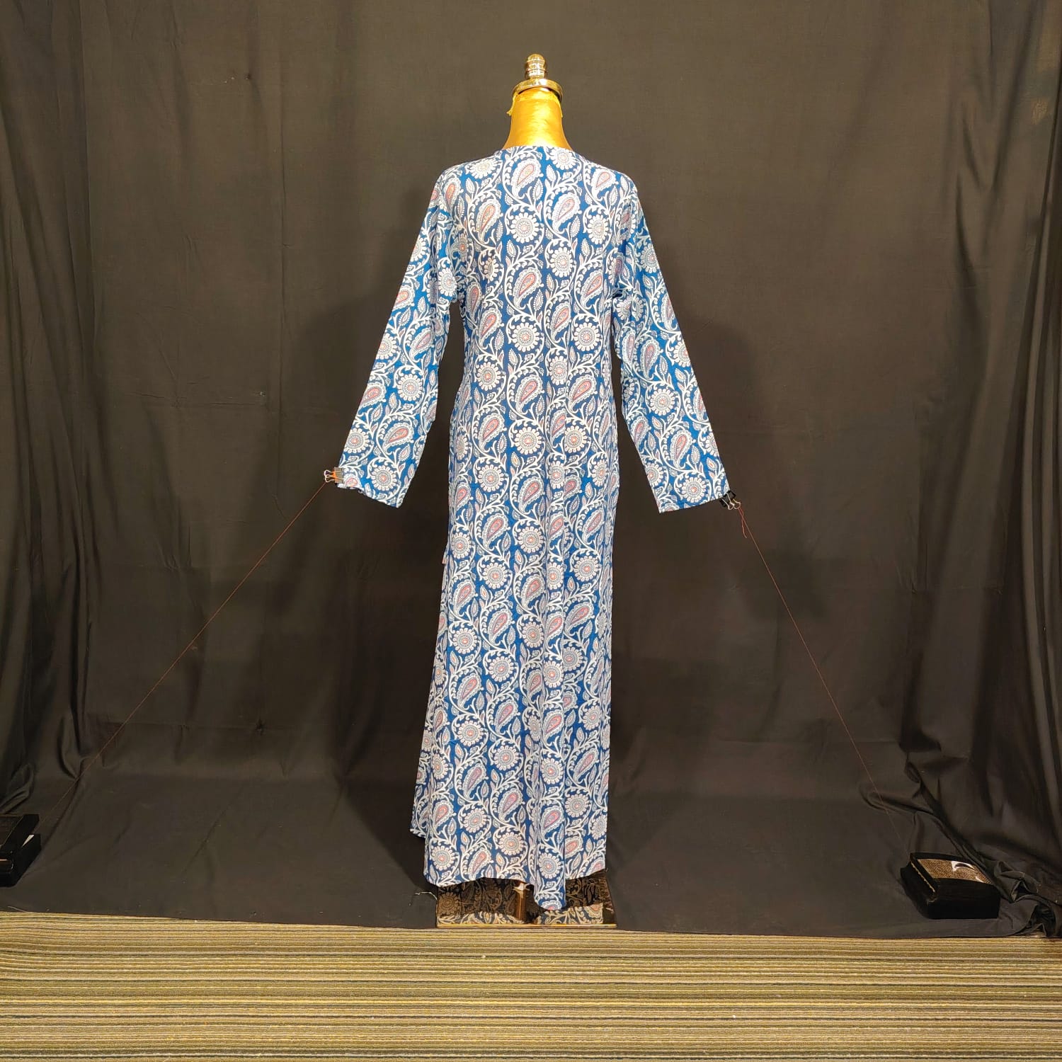 S-M Qifa Printed Cotton Dress 57" Long Jalabiya