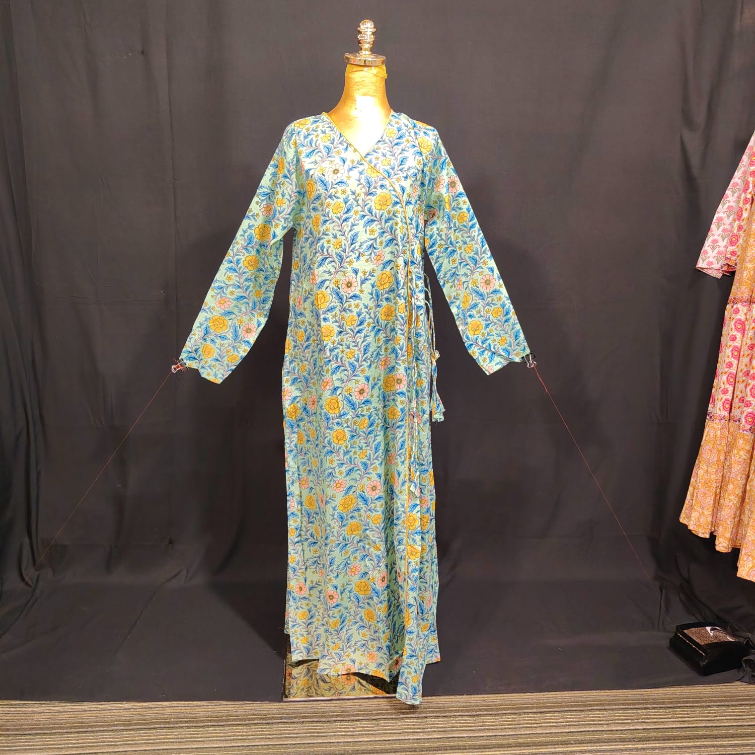 S-M Qifa Printed Cotton Dress 57" Long Jalabiya