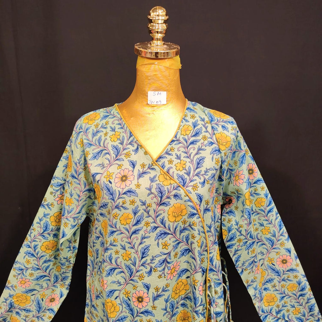 S-M Qifa Printed Cotton Dress 57" Long Jalabiya