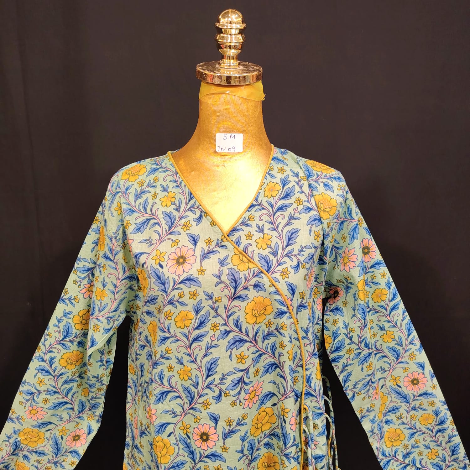 S-M Qifa Printed Cotton Dress 57" Long Jalabiya
