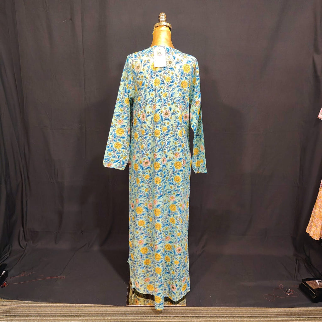S-M Qifa Printed Cotton Dress 57" Long Jalabiya