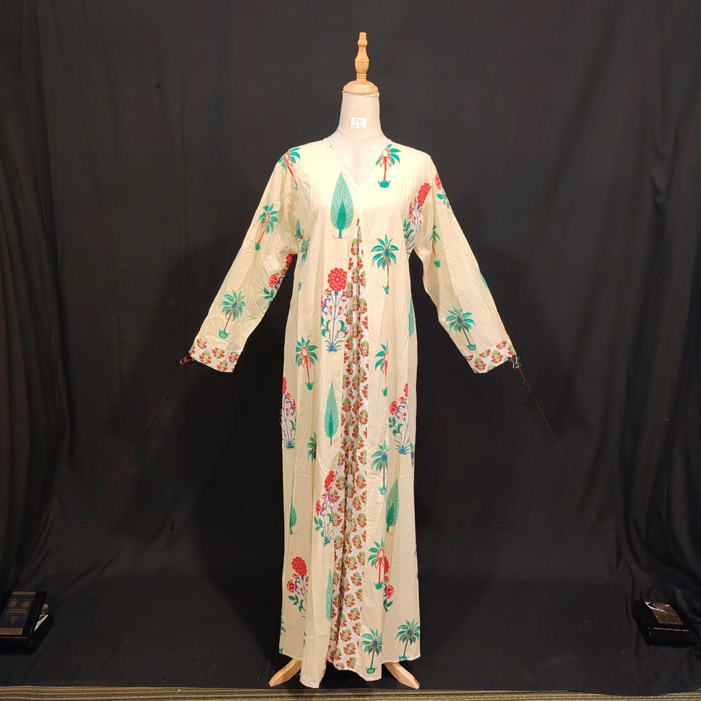 S-M Rukiya Cotton Printed Dress 57" Long Jalabiya