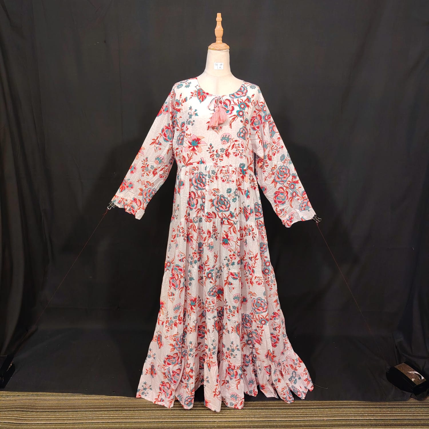 L-XL Razia Cotton Printed Dress 57" Long Jalabiya