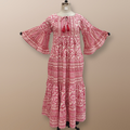 L/XL Gaby Crystal Red Printed Long Dress 56" Long Jalabiya